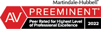 Peer Rated for Highest Level of Professional Excellence in 2022 by Martindale-Hubbell